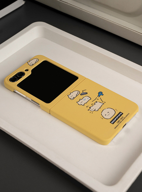 roopotato 原创适用于三星Galaxy zflip6/5翻盖 烘干猫咪菲林硬壳手机壳 可爱韩系简约个性 防摔折叠屏手机壳