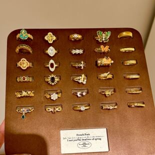 中古老钱风vintage拉丝戒指女不掉色轻奢百搭开口食指戒叠戴指环