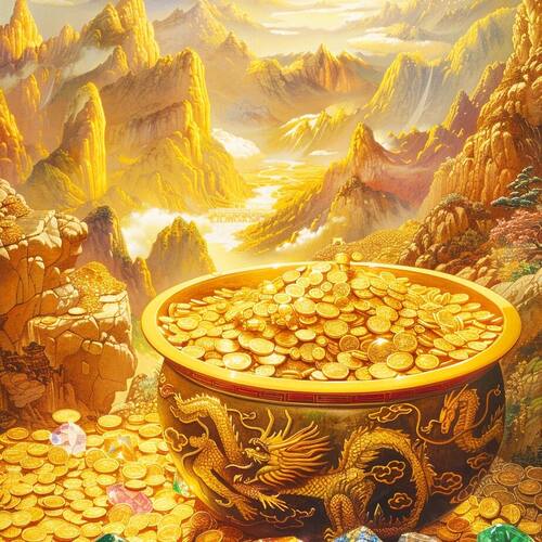 新款招财聚宝盆装饰贴纸防水走廊粘贴客厅玄关装饰画办公室墙贴