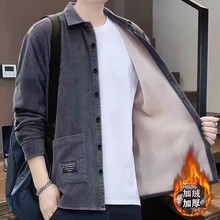 日系百搭加绒衬衫灯芯绒男款秋冬季2025新款长袖保暖工装衬衣男士