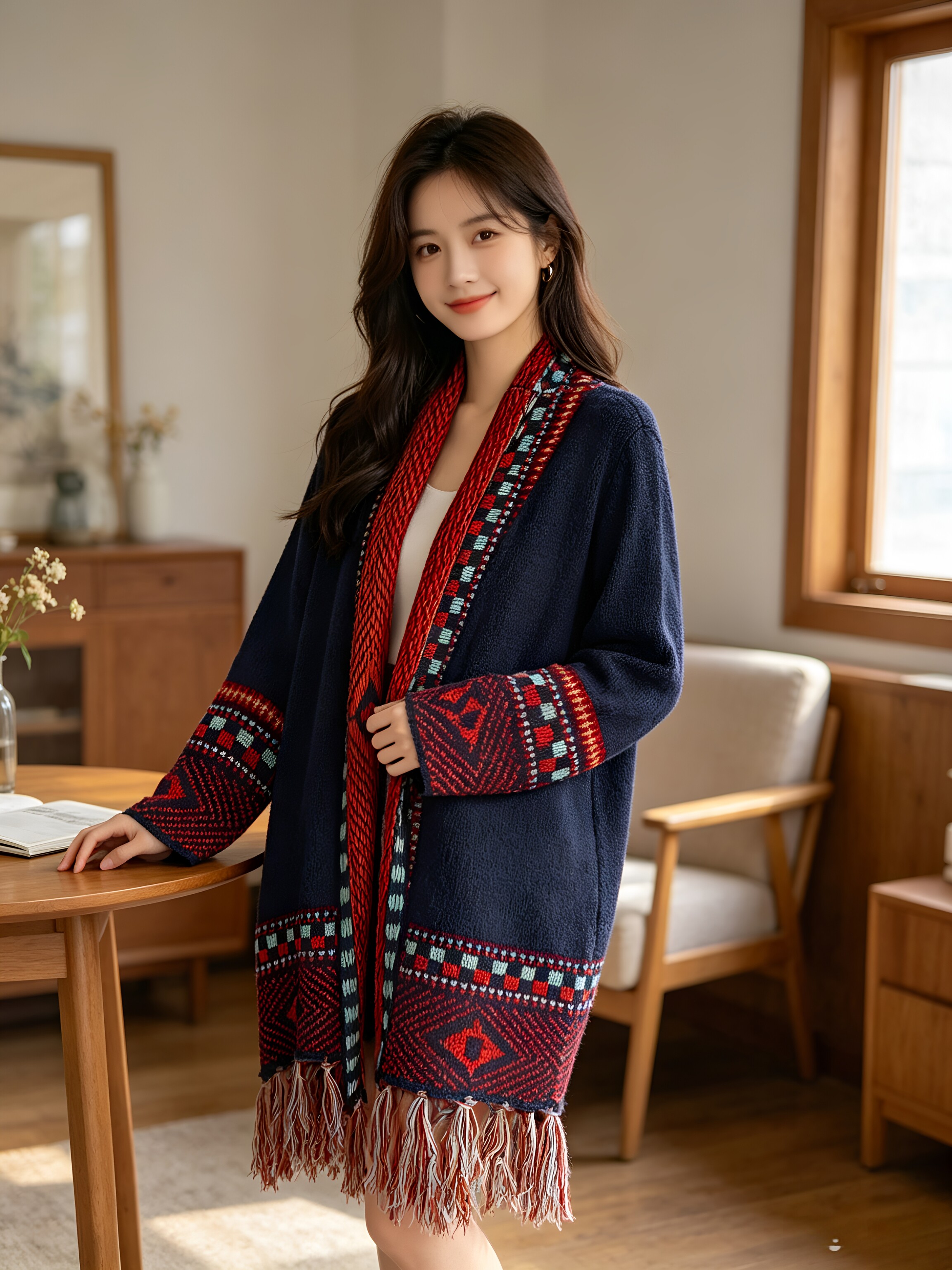 2026新款女云南民族风开胸毛围巾/丝巾/披肩