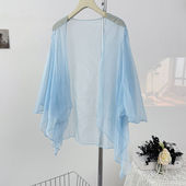 宽松显瘦甜美披肩防晒空调罩衫 法式 时尚 纯色网纱开衫 ins 2026夏季