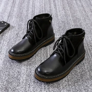 Martin boot nữ mùa thu đông 2019 mạng mới màu đỏ Anh gió đẹp trai đầu máy thô ráp với đôi bốt da ngắn da hoang dã - Giày ống