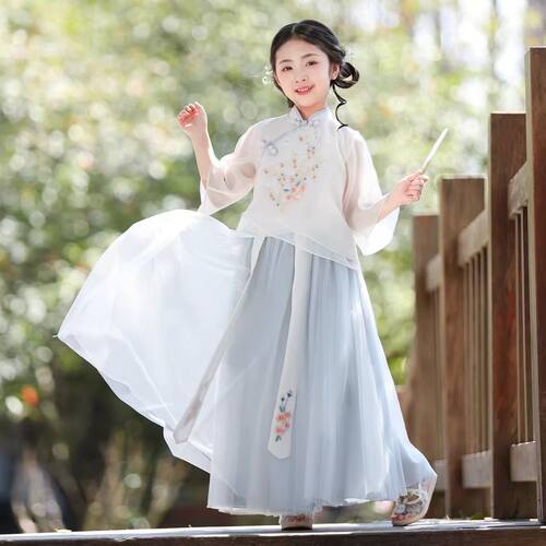 服女童新款夏季超仙明制套装古装改良古风小女孩分体裙国风唐装