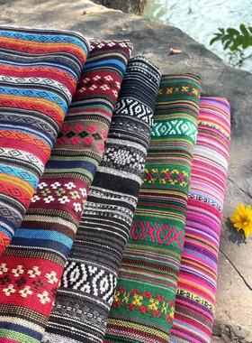 2米包邮 云南条纹民族风 复古服装酒吧桌布 沙发抱枕靠垫面料