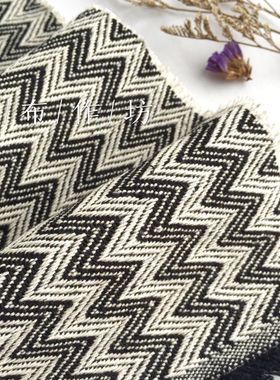 4件包邮 加厚波浪方格棉麻面料 桌布门帘沙发抱枕拍照装饰面料