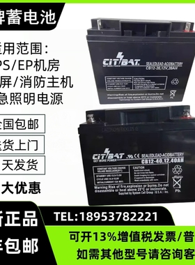 狮牌CITBAT蓄电池CB12-26 12V12AH20AH26AH40AH65AH100AH UPSEPS