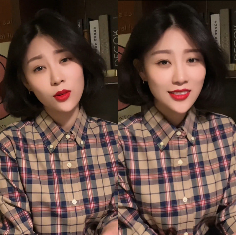 抖音吴茜妮同款早春秋新女潮个性设计通勤花色格子翻领单排扣衬衫