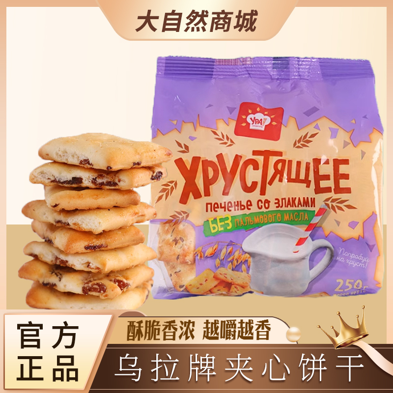 海盐亚麻籽芝麻味苏打饼干梳打儿童营养解馋零食俄罗斯进口食品