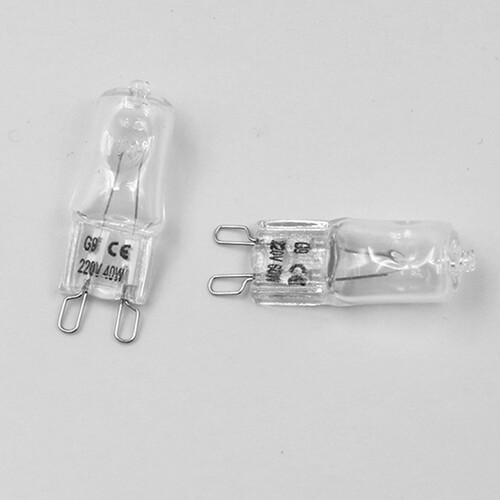 220V扁脚G9高压发热卤素灯珠小台灯壁灯水晶灯电烤箱插脚暖光灯泡