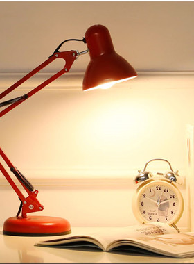 红色折叠老式螺口led台灯书桌插电学生拍照直播主播补光电脑绘图