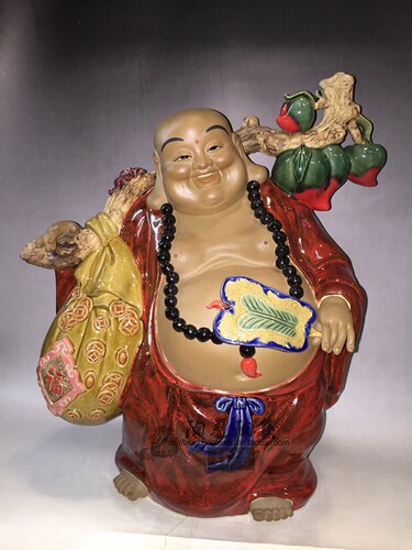 中式风人物石湾公仔陶瓷酒柜摆件