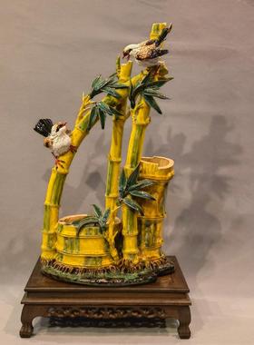 石湾陶瓷金枝玉叶竹子步步高仿真摆件客厅玄关中式现代家居伴手礼