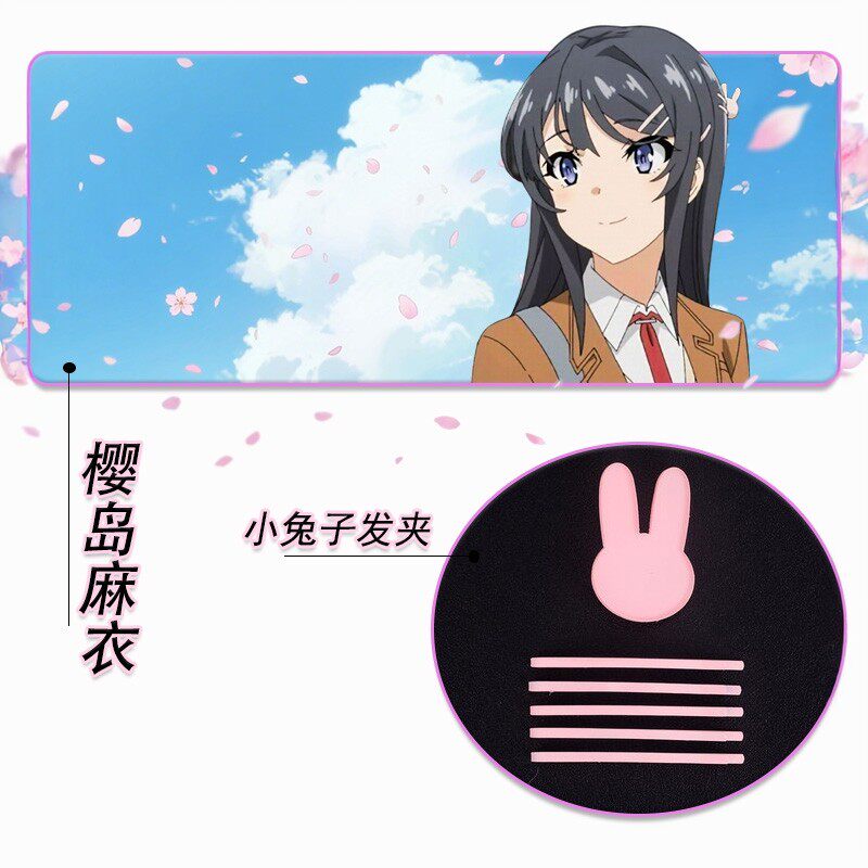 樱岛麻衣COS头饰发夹粉色小兔子一字夹青春猪头少年兔女郎学姐
