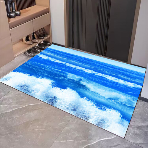 入户进门地毯蓝色海洋风地垫