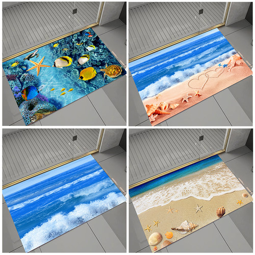 3D立体硅藻泥海洋风卫生间地垫