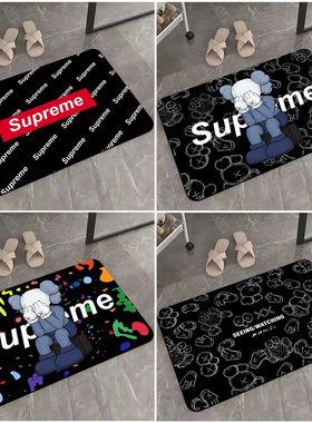 个性潮牌捂脸KAWS芝麻街地垫进门入户浴室门口卫生间吸水防滑脚垫