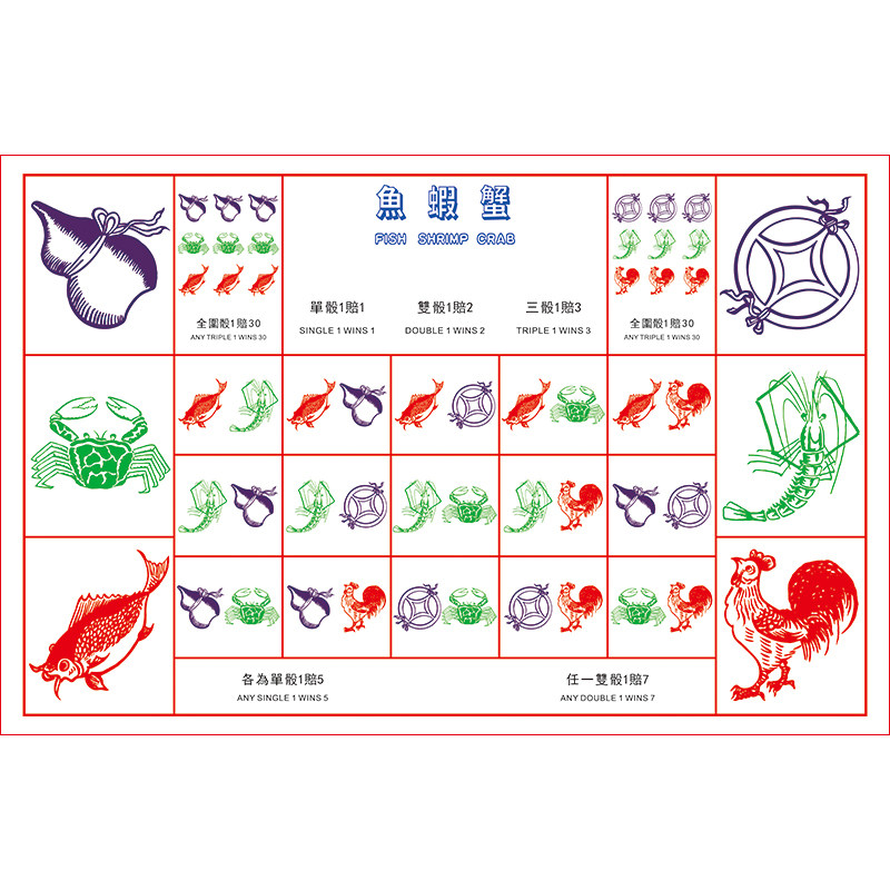 【无纺布】潮汕鱼虾蟹骰子桌布 摇骰盅赌具游戏 色子玩具图纸桌垫