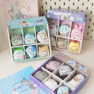 幽幽家族迷你毛绒公仔卡通挂件套装可爱少女心包包挂饰玩偶钥匙扣