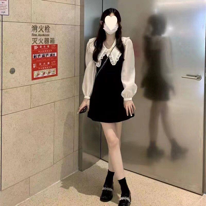 早2025甜美少女秋季高级感新款连衣裙小娃娃领初恋法式名媛子香风