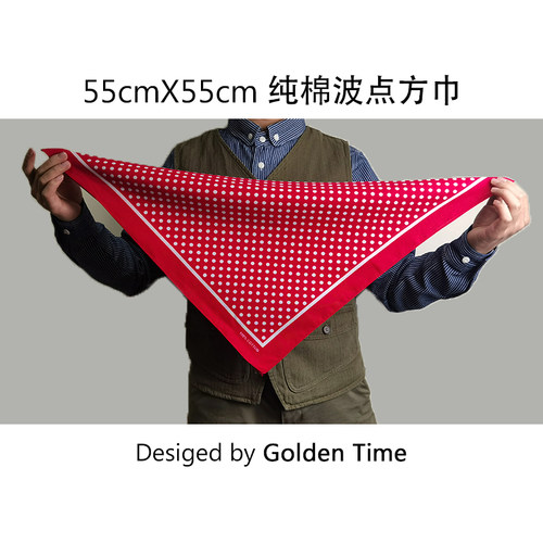 纯棉双面波点复古头巾围脖领巾