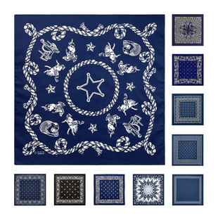 滚烫时光Vintage美式复古纯棉大方巾西部牛仔腰果花阿美咔叽头巾