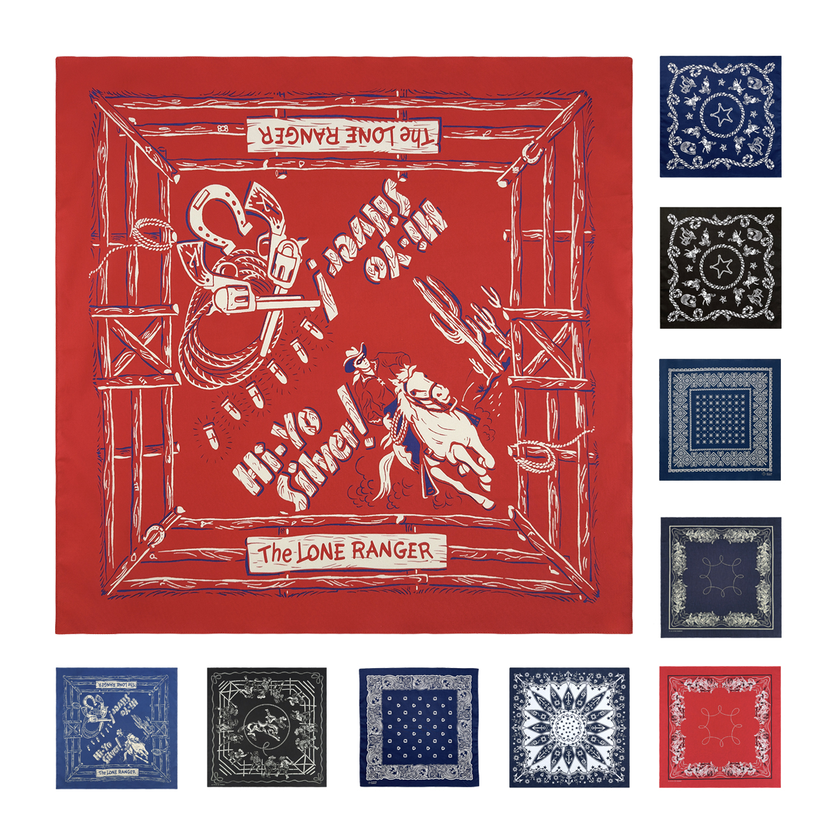 美式复古纯棉大方巾西部牛仔头巾