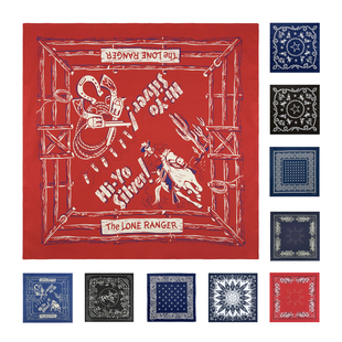 滚烫时光Vintage美式复古纯棉大方巾西部牛仔腰果花westwild头巾