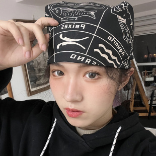 滚烫时光加大款纯棉印花美式复古大尺寸方巾嘻哈hiphop星座图头巾