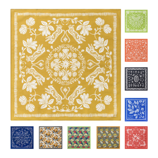 滚烫时光Vintage美式复古纯棉大方巾植物花朵阿美咔叽ins头巾发饰