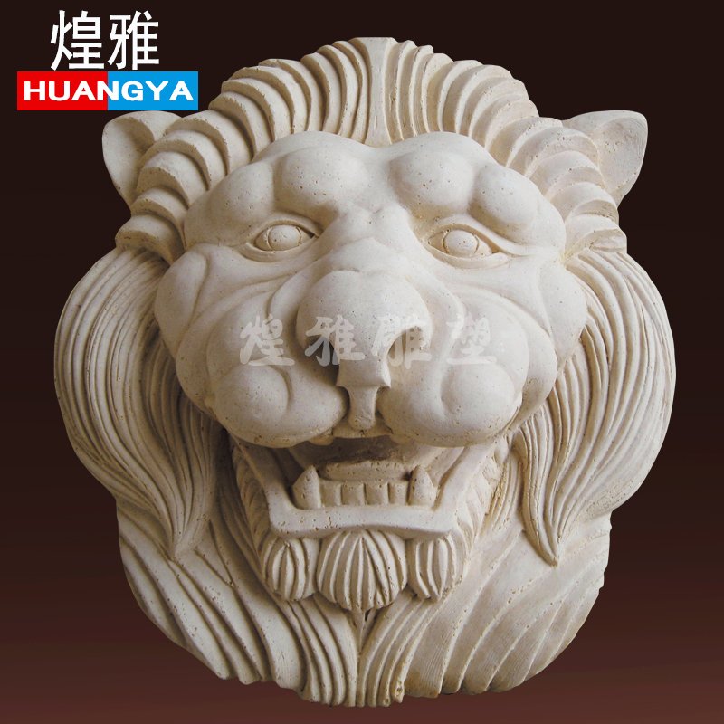 煌雅新款GRC水泥玻璃钢雕塑人造砂岩狮头喷泉水挂件水景雕刻定制