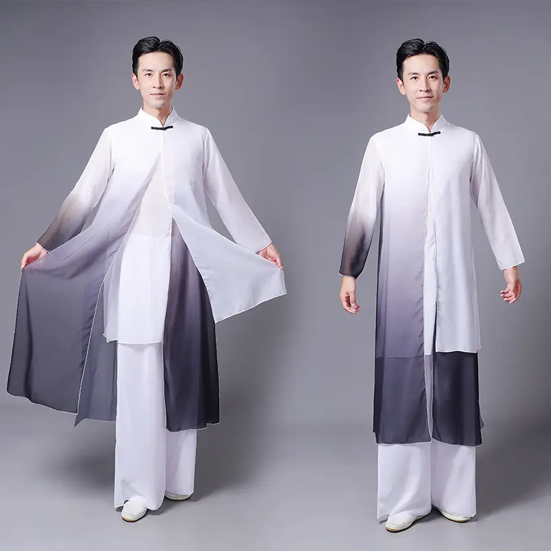 古典舞蹈演出服装男中书简舞水墨