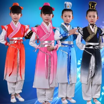 新款儿童古装汉服演出服三字经