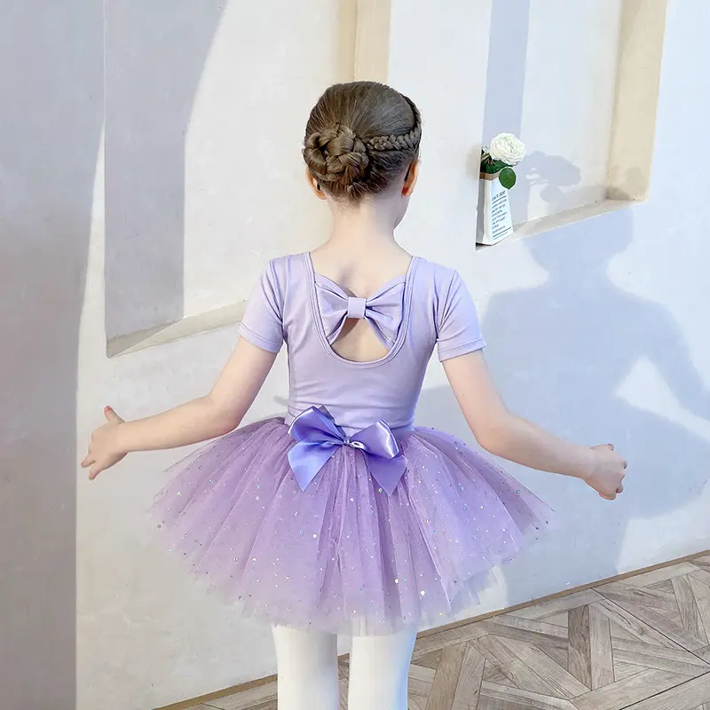 舞蹈服儿童分体短袖纯棉女童