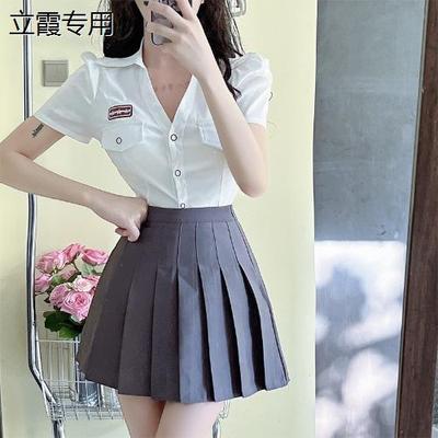 足浴技师工作服套装女夏季职业装酒店前台接待足疗气质衬衫百褶裙