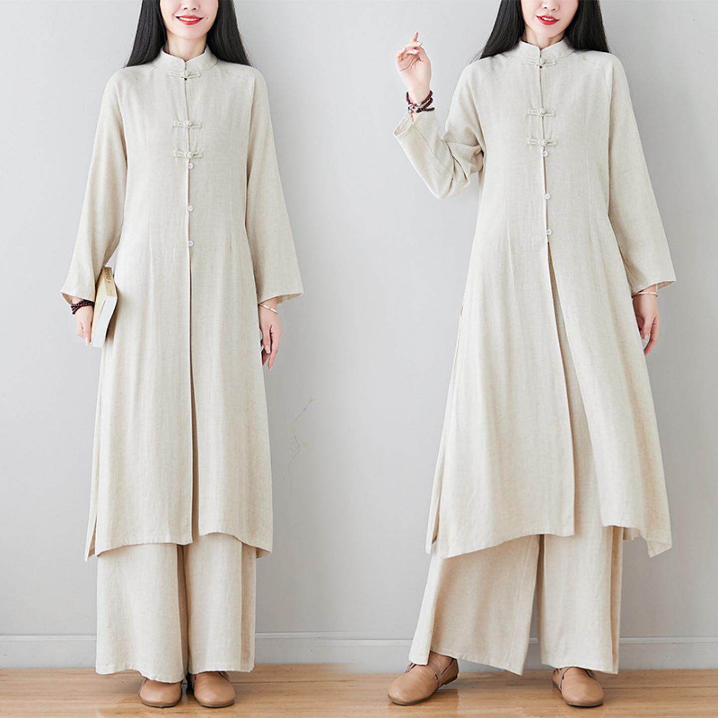 中国风棉麻茶服禅舞女装秋冬禅意