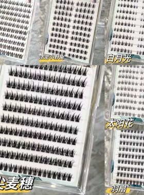 睫美免胶假睫毛免卸即取即用10排塑料黑梗纤长卷翘浓密眼睫毛羽扇