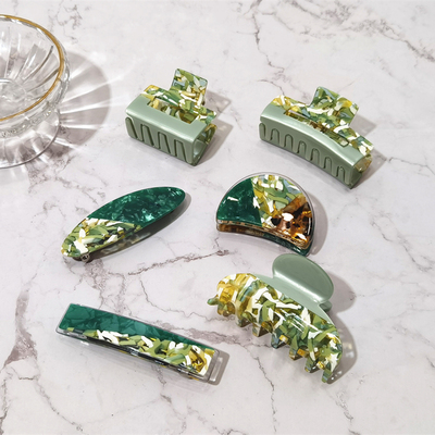 法式复古清新奶油糖果女孩发夹醋酸拼色设计鲨鱼夹韩国ins风抓夹