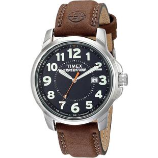 天美时户外腕表棕带39mm夜光指针显示轻便耐用防水50米 Timex