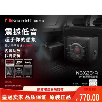 NAKAMICHI中道汽车音响10寸有源超薄箱体低音箱喇叭NBX251A