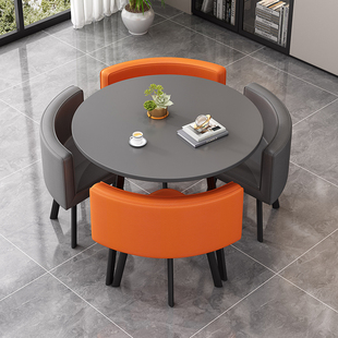 简约接待洽谈桌椅休息区售楼处办公会客家用餐桌阳台休闲小圆桌子