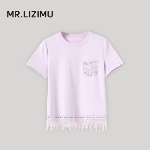 蕾丝拼接休闲短袖T恤女半袖小衫