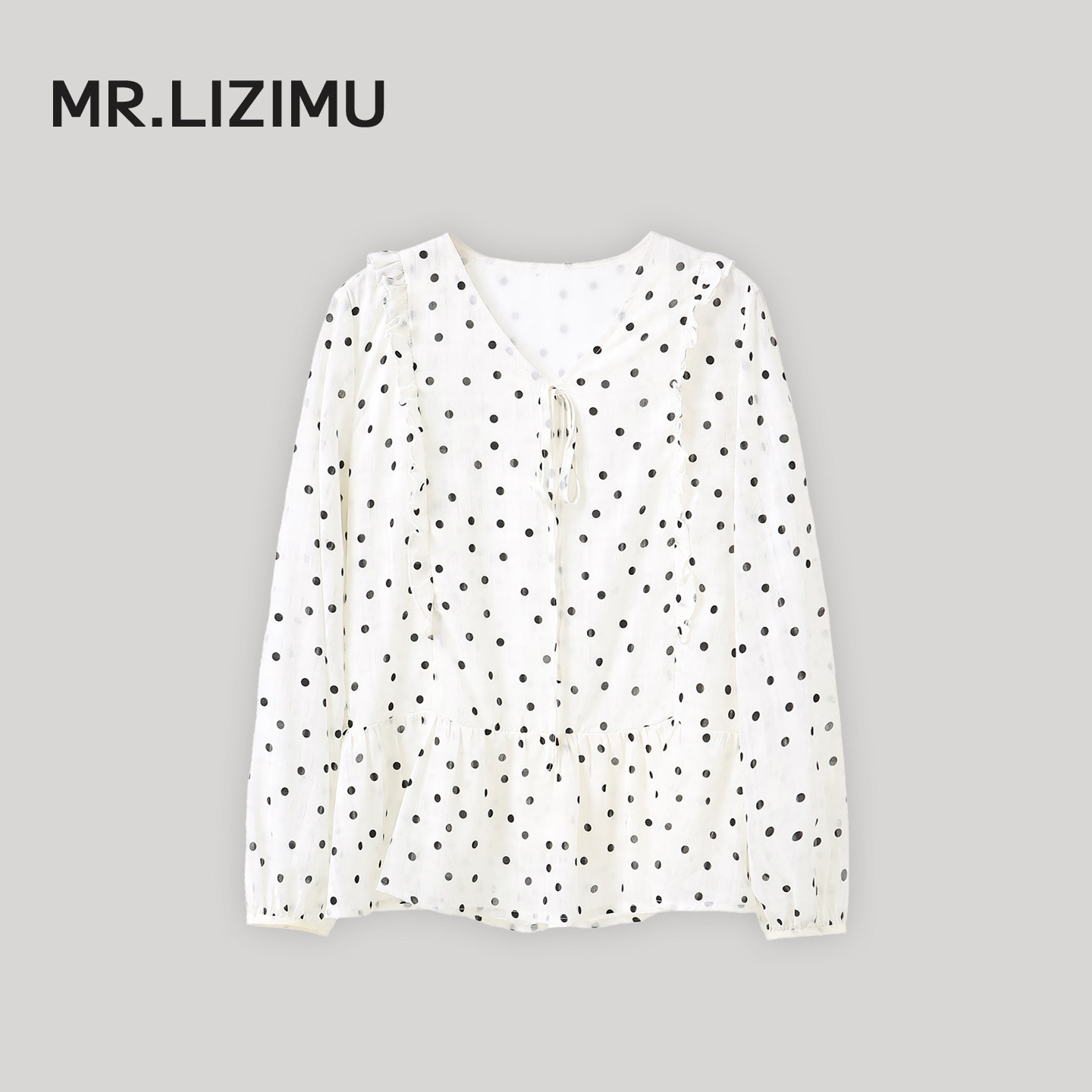 李子木先生春季休闲波点衬衫女2026新款V领显瘦百搭减龄长袖上衣