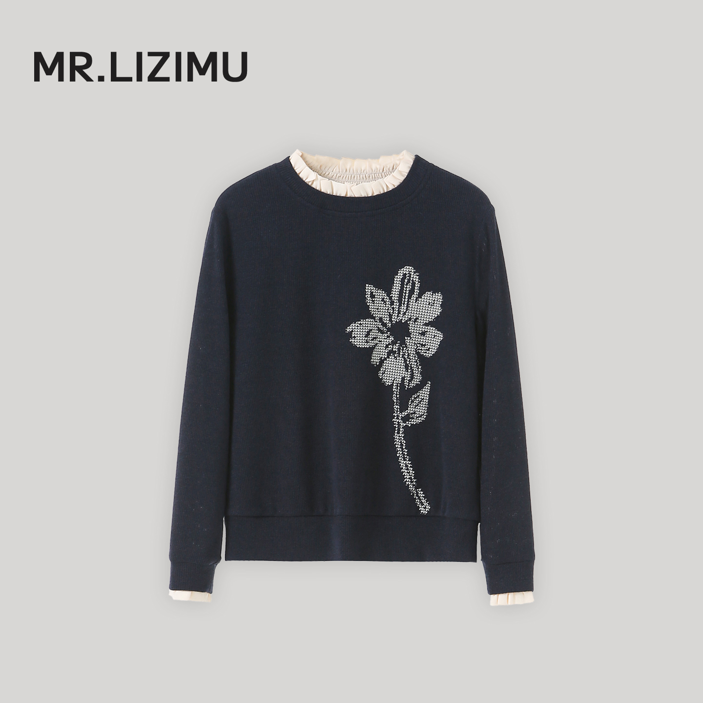 加绒保暖针织衫女假两件洋气打底