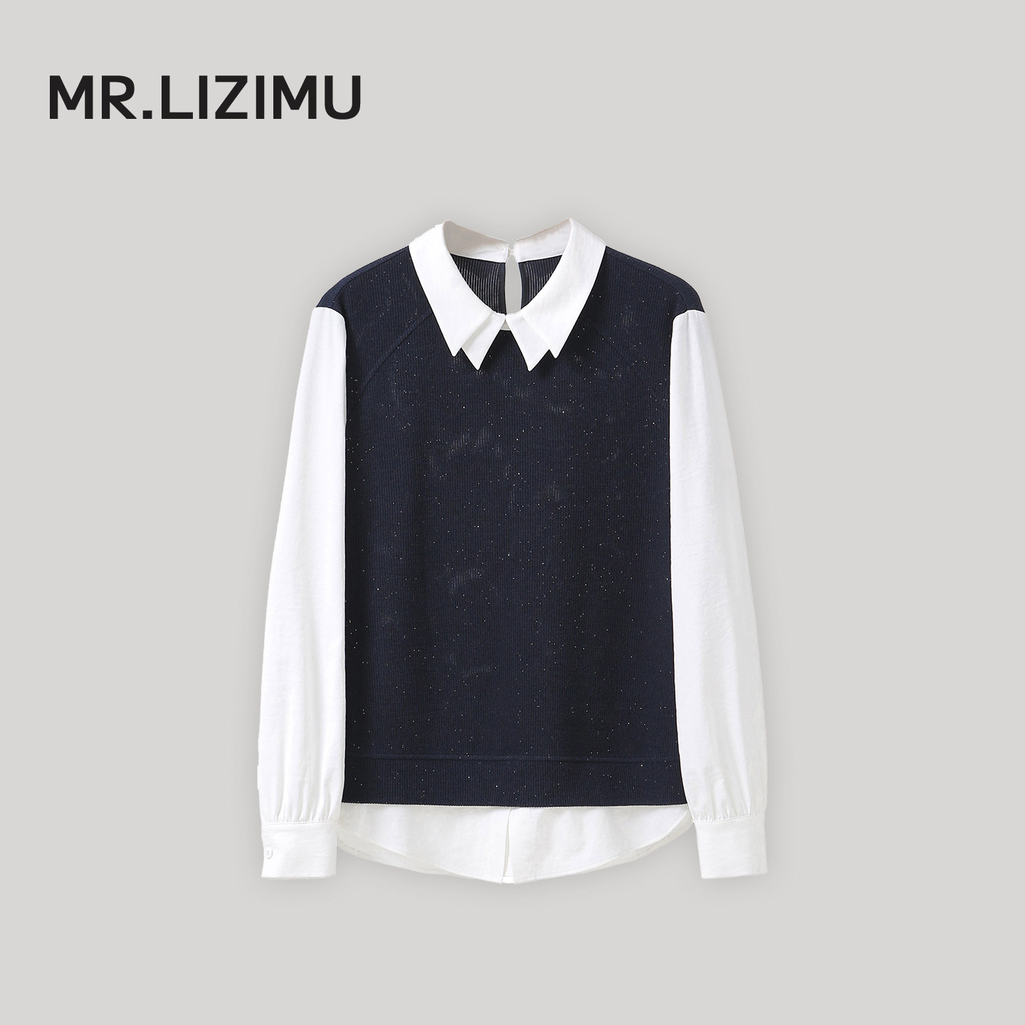 李子木先生假两件减龄卫衣女2026春季新款百搭休闲衬衫领长袖上衣