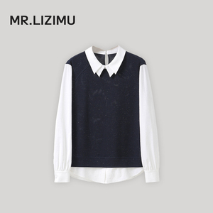 李子木先生假两件减龄卫衣女2026春季新款百搭休闲衬衫领长袖上衣