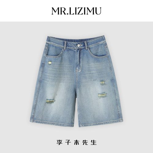 夏季薄款百搭水洗破洞牛仔短裤女