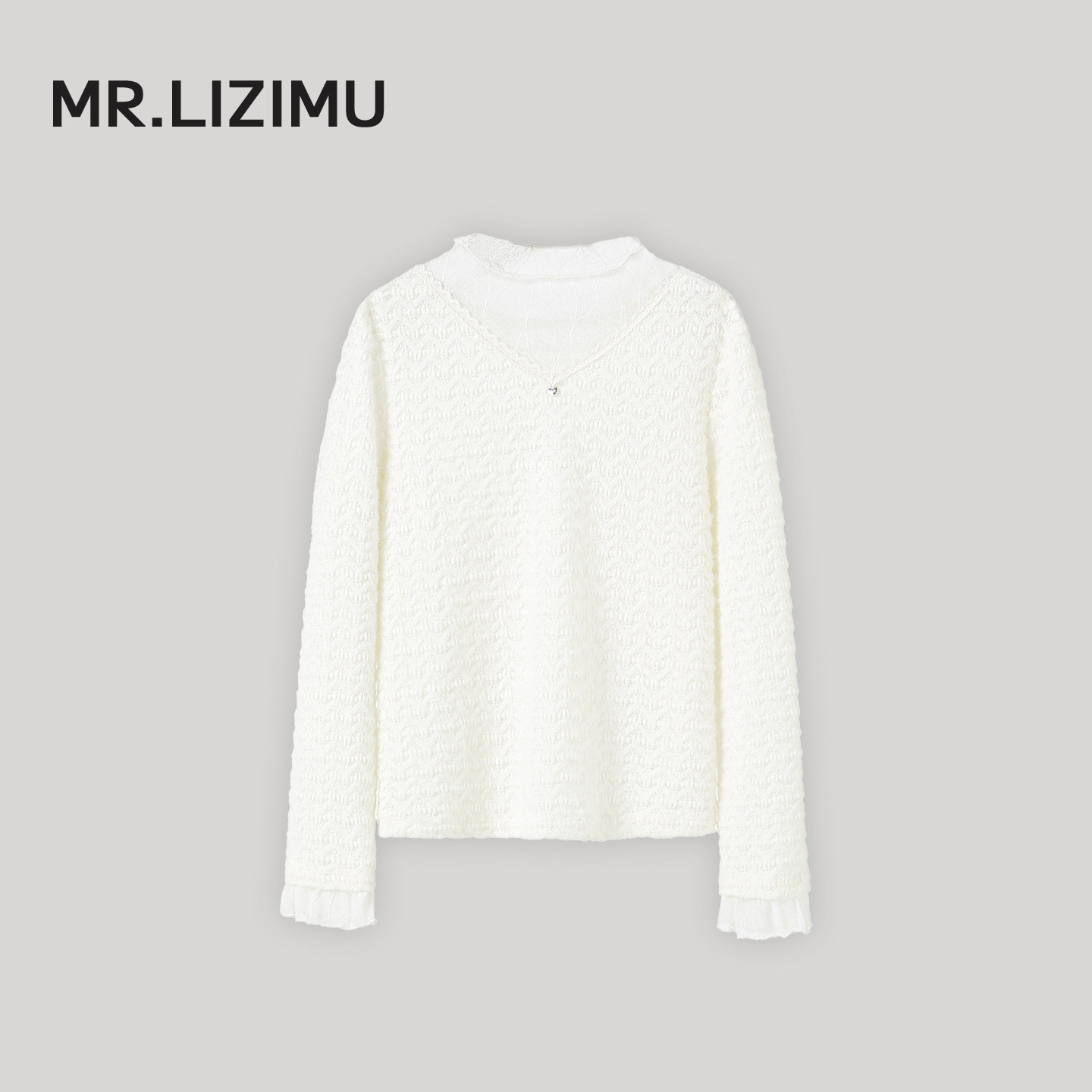 李子木先生白色假两件针织打底衫女秋季新款减龄百搭长袖洋气上衣