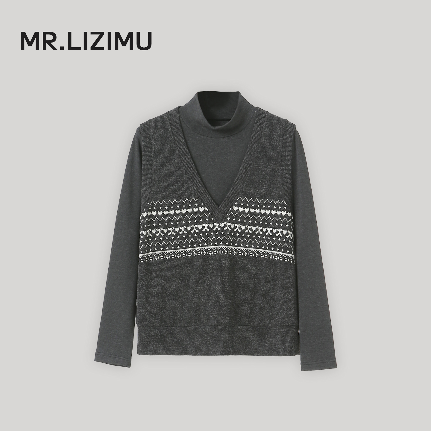 减龄显瘦假两件针织打底衫可外穿