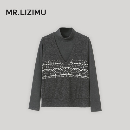 减龄显瘦假两件针织打底衫可外穿